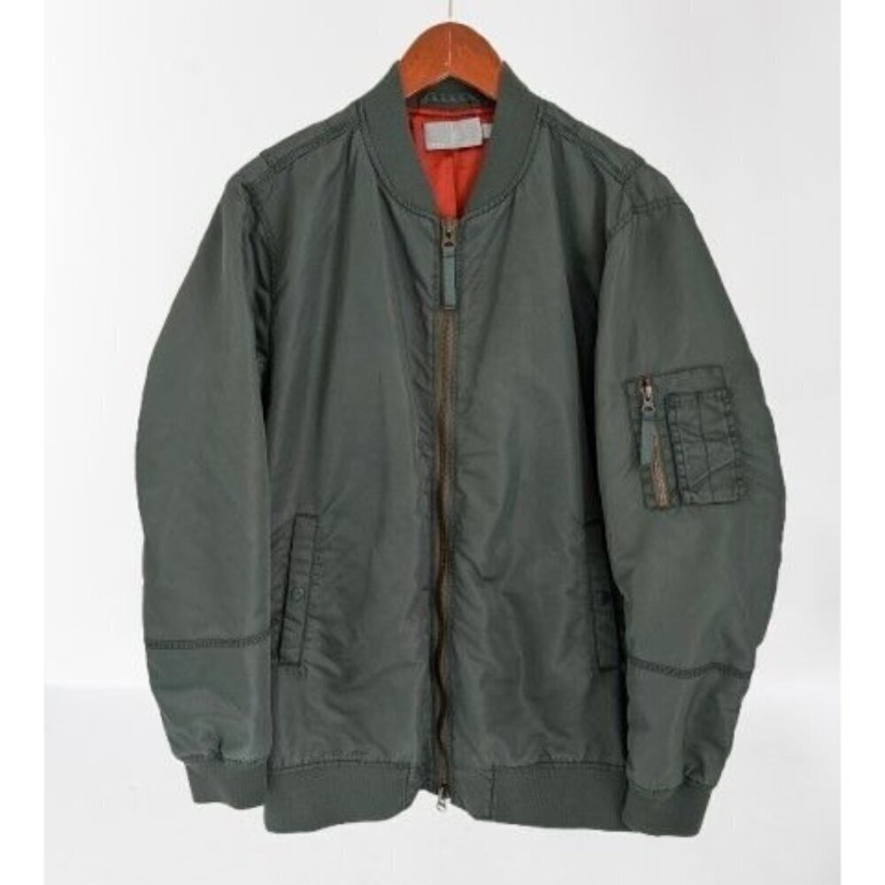 Vince Longline Aviator Jacket Green Lined Full Zip Size Small